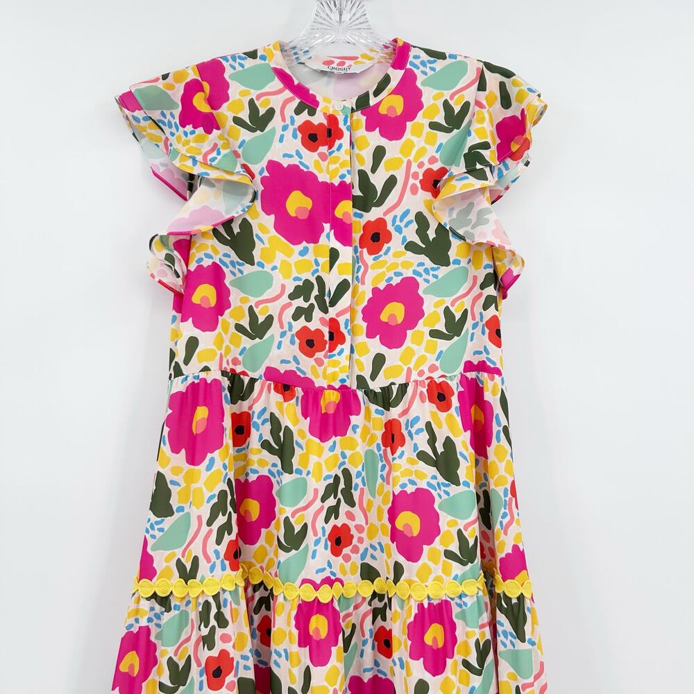 Crosby by Mollie Burch Pink Napa Maxi Dress Monet’s Garden Floral XS Spring - Picture 4 of 12